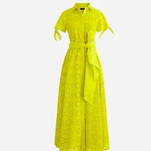 J Crew Long A-Line Shirtdress in Eyelet RARE!!